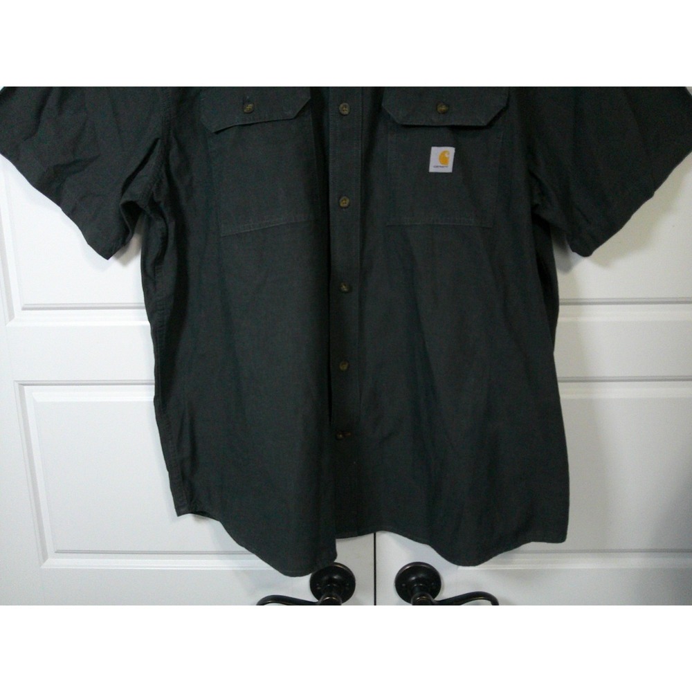 Carhartt Button Down Shirt Mens XL Black Loose‎ Fit Short Sleeve 104369 BKC Work - Picture 5 of 13
